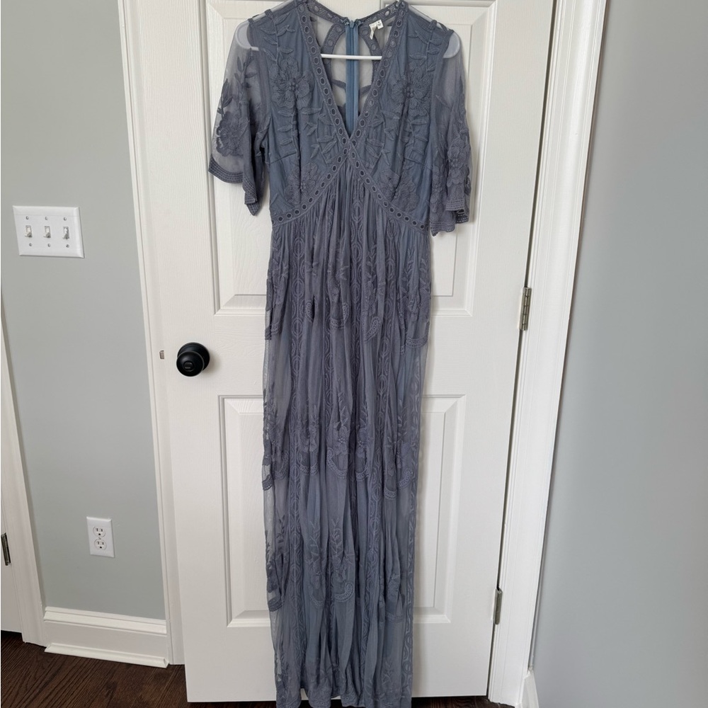 Pinkblush Dusty Blue Lace Maternity Dress. S